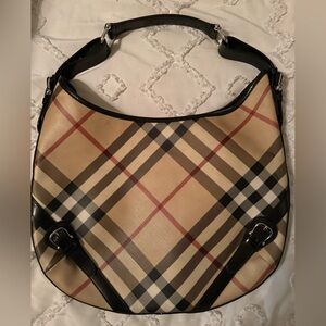 Burberry Checkered Shoulder Bag in Beige and Black